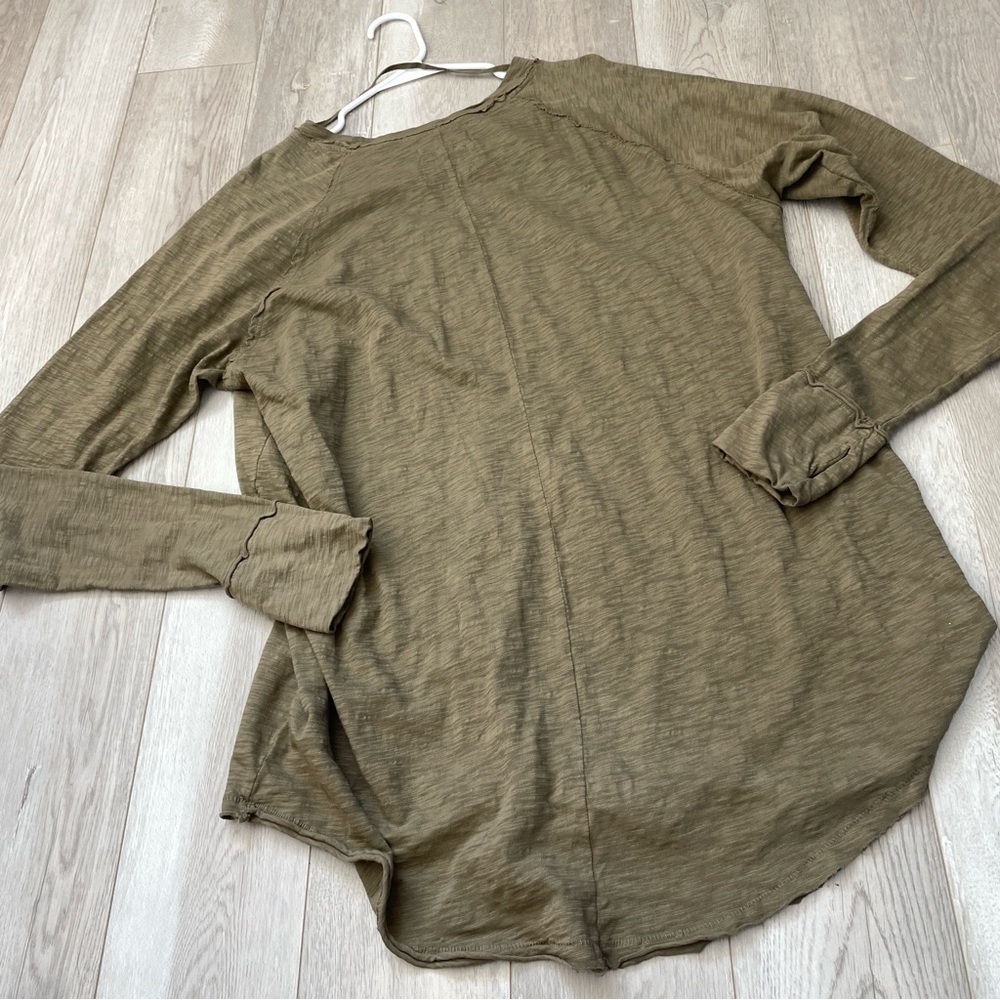 Free People Tshirt arden tee long sleeve tunic womens Green (large) casual boho - Picture 5 of 7